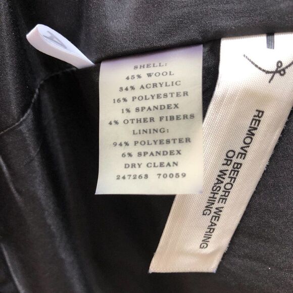 Ann Taylor Black Gold Metallic Wool Blend Tweed Jacket Asymmetric Zipper size 6 - Picture 7 of 8